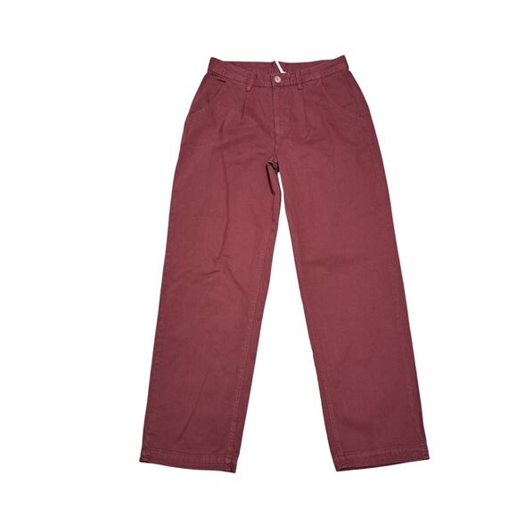Free People Cya Later Skate Trouser Grannycore Preppy Coastal Pants S 4 Burgundy - Picture 11 of 14